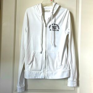 Abercrombie & Fitch white full zip hoodie size M